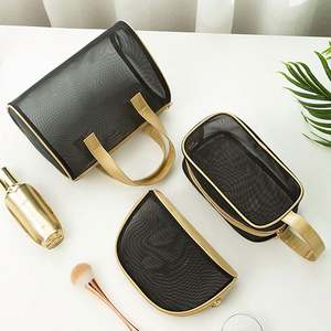 Bolsa de maquillaje de viaje plegable con logotipo personalizado bolsa de malla de transporte portátil con cremallera bolsa de cosméticos para mujer - Product Image 3