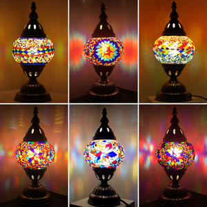 Lampe de table LED pour chambre à coucher, salon, lumière de nuit <span class=keywords><strong>Marrakech</strong></span>, lampe en mosaïque turque, décoration LED, lampe de table artisanale en verre, lumière décorative - Product Image 6