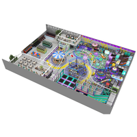 Équipement de terrain de jeux intérieur Thème Tidal avec Tour Araignée, Trampoline, Piscine à balles, Manège, Salle de jeux, Café, Mezzanine, Personnalisé pour enfants
