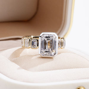 Anillo de diamantes cultivados en laboratorio de oro amarillo de 18 quilates Messi Jewelry MSR-2020 para mujer - Product Image 3