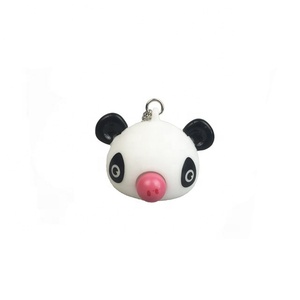 Fancy Dễ Thương Nhựa Mềm PVC 3D Động Vật Gấu Gấu Trúc Con Hổ Bóp Pop Mũi Keychain Vòng Chìa Khóa - Product Image 5