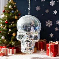 Vente en gros usine : Crâne en verre miroir Disco artisanal, léger et durable, pour décoration de fête d'Halloween et usage extérieur, idéal pour la décoration intérieure.