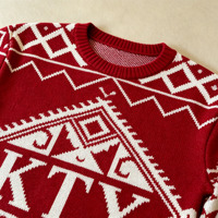 Pull en maille jacquard vintage à col rond pour homme, coupe ample, motif lettres, idéal pour Noël, vente en gros, personnalisable ODM