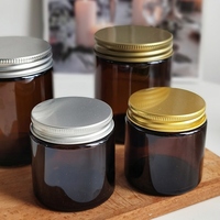 Weiß Gold Silber Schwarz Metall Schraube Deckel Kosmetische Bernstein Jar 4 unzen 16 unzen 8 unzen 9 unzen Bernstein Glas kerze Jar