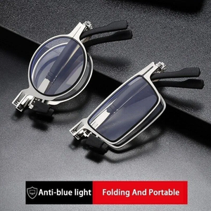 Folding Reading Glasses – Retro Metal <b>Frame</b>, Anti-blue Light Lenses, Prescription Strength +1.0 to +4.0, Portable <b>Eyeglasses</b> Wit - Product Image 5