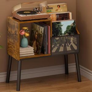 Wooden three-tiered vinyl <b>record</b> rack, retro style gramophone <b>stand</b> for living room and bedroom. - Product Image 1