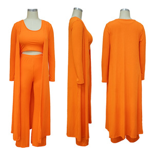 Factory Casual Ribbed Lounge 3 Piece <b>Sets</b> Jumpsuit With Long Robe - Product Image 6