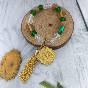 Topvesko Nuovo Bracciale Fatto a Mano con Cristalli Verdi, Perline e Nappine in Stile Sorority Greca, Catena DIY con Charm - Product Image 5