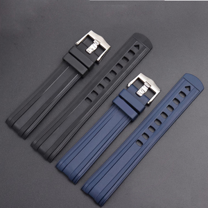 Bracelet de montre Om -- ga 300, bracelet de montre en caoutchouc fluoré, série 007, interface en forme d'arc de 20mm, couleurs du bracelet noir et bleu. - Product Image 1