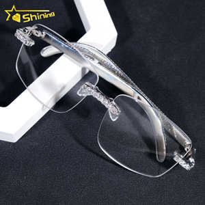 Fast Shipping Hip Hop <strong>Fashion</strong> <strong>Glasses</strong> Copper CZ Frame Fully Iced Out Legs Cheapest Price Decoration <strong>Glasses</strong> Wholesale Price - Product Image 2