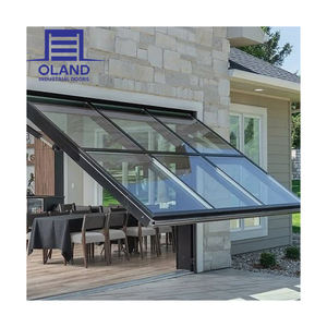 Porte de garage sectionnelle automatique moderne en verre trempé de luxe, en aluminium, pour maison - Product Image 2