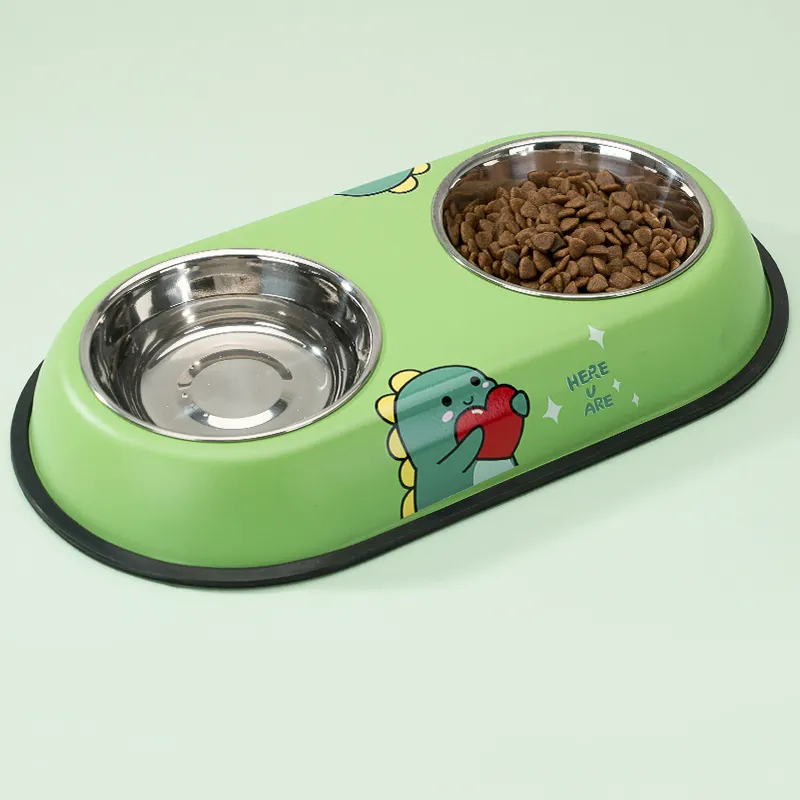 Online Hot Sales Double Tip proof Stainless Steel Pet Water Food Bowl for Cat Dog