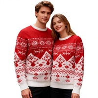 Ensemble de pulls de Noël pour couple, tricotés d'hiver, à motif jacquard, décontractés, infroissables, lavables en machine