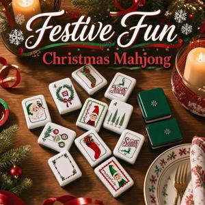 Jeu de Mahjong Américain de Noël avec Tuiles Père Noël et Rennes, 160 Pièces en Acrylique Vert Vintage, Gravées, pour 4 Joueurs, Tapis Inclus, Cadeau de Fêtes - Product Image 2