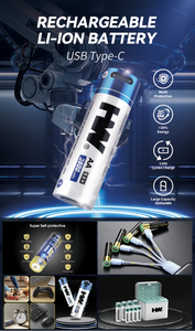 1.5V 8個1200mWh AAA充電式リチウムイオン電池セット8ベイスマート充電器ボックスキット - Product Image 3