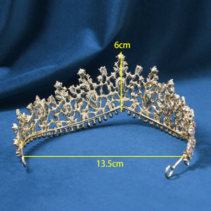 Peigne à cheveux de mariée en céramique fait main avec fleurs, feuilles d'or, guirlande de cheveux de <span class=keywords><strong>mariage</strong></span>, serre-tête floral flexible en perles, couronne de bal pour mariées, diadème - Product Image 5