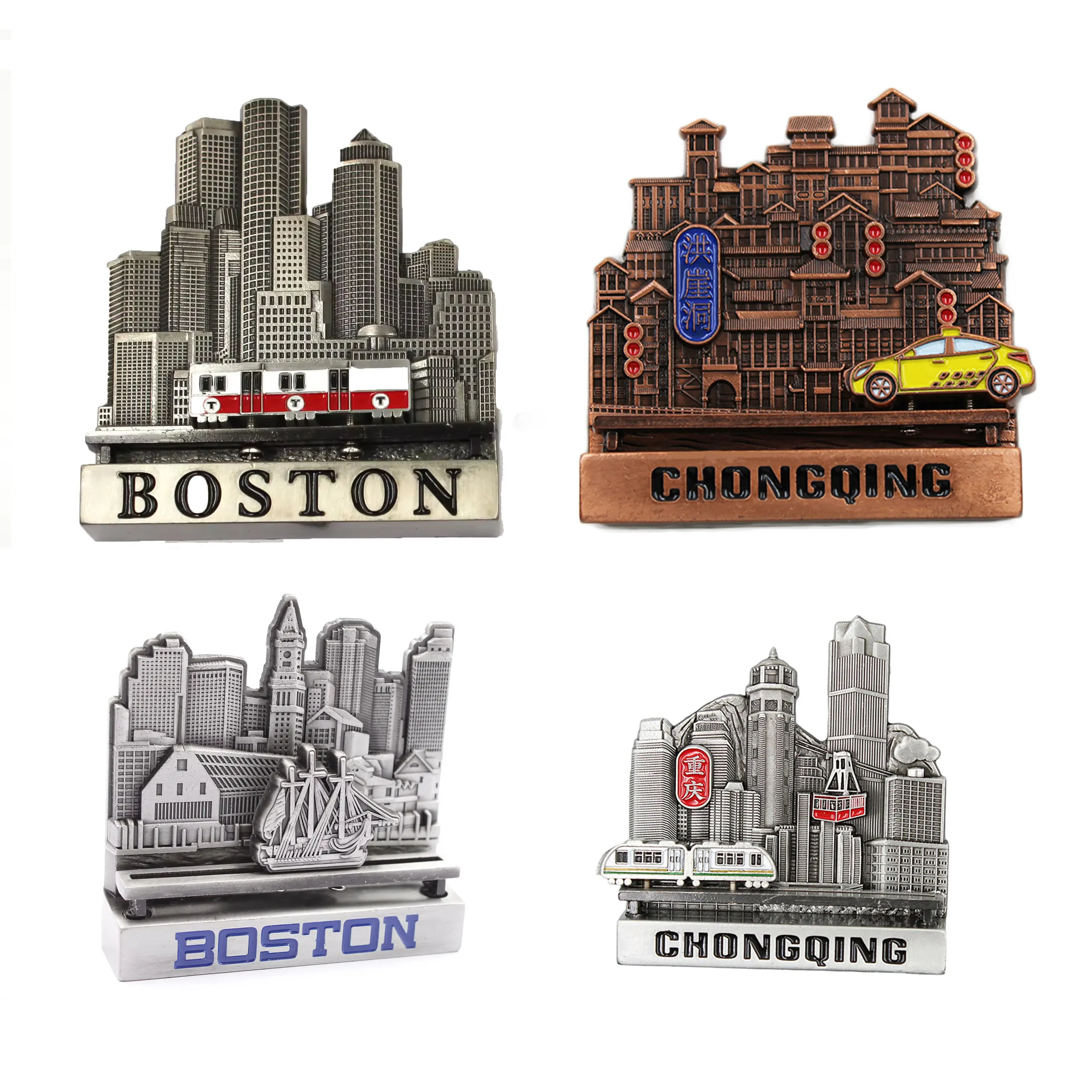 Hot Sale Promotional Gift Business Cartoon City Souvenir Sublimation Blanks Creative 3D Movable Train Custom Fridge Magnets