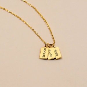 Placa con Nombre Personalizada, Chapada en Oro, con Proverbios Ingleses, Frases Inspiradoras, Colgante Rectangular, Collar de Acero Inoxidable, Joyería al por Mayor - Product Image 6