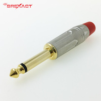 Connecteur de téléphone mono mâle SREXACT en alliage de zinc nickelé avec embout en laiton 10A 1/4" 6,35 mm, isolateur PA66, 100V