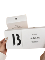 Boîte cadeau de luxe personnalisée en carton ondulé blanc, recyclable, réutilisable, vernie, avec couvercles rigides, base en forme de valise, pour parfum