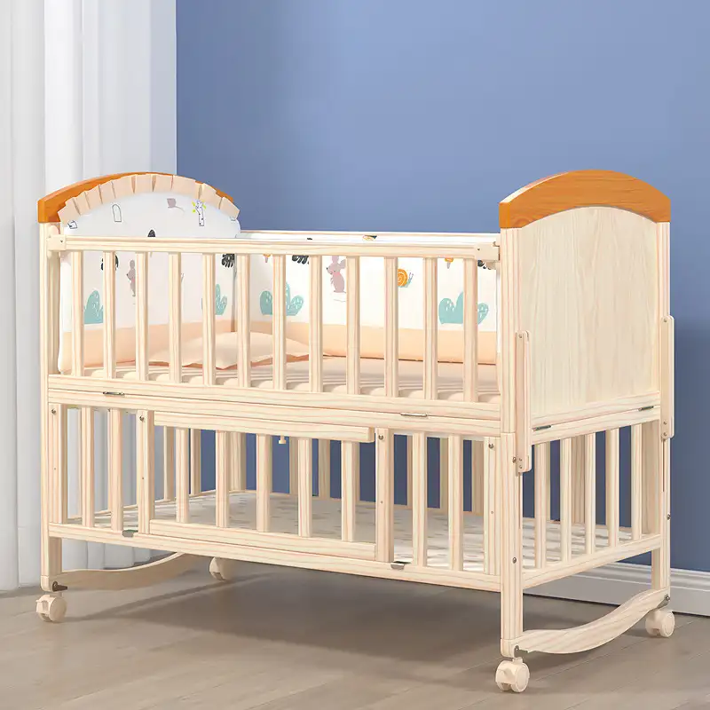 XIHA Multifunctional बच्चों को 'Cribs सुरक्षा के लिए पहियों के साथ लकड़ी के बच्चे को बिस्तर परिवर्तनीय बच्चे पालना खाट शिशुओं सो