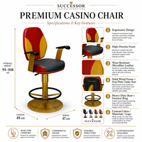Kursi Kasino Mewah SUCCESSOR dengan Meja Sandaran Tangan untuk Permainan Poker, Blackjack, Baccarat, dan Roulette dengan Desain Ergonomis