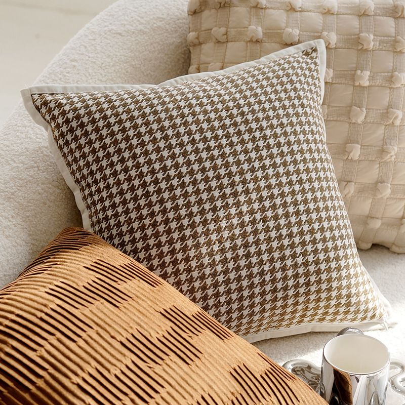 Côté blanc marron petit pied de poule 45x45