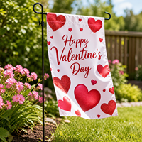 Drapeau de jardin romantique pour la Saint-Valentin, motif cœur d'amour saisonnier, double face, 12x18 pouces, en toile de jute, pour cour extérieure