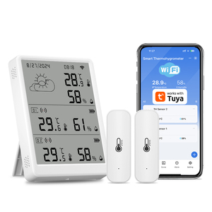 Nouveau moniteur de température et d'humidité intelligent Tuya <span class=keywords><strong>WiFi</strong></span> avec deux capteurs supplémentaires, alerte de notification, horloge <span class=keywords><strong>WiFi</strong></span> - Product Image 2