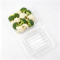 Grote, transparante PET plastic productenbak, vierkant, voor fruit, groenten en salades, geschikt voor supermarkten