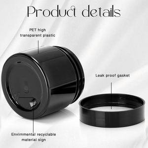 Bocaux ronds noirs en plastique personnalisés, contenants PET pour aliments, poudre protéinée, boîtes de voyage, bouteilles de rangement en plastique PET - Product Image 3