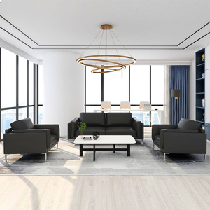 <span class=keywords><strong>Sofa</strong></span> đen Ba chỗ thoáng khí thân thiện với da phòng khách sảnh khách sạn Văn phòng phù hợp bền thoải mái và bền - Product Image 4