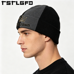 Gorro de Invierno Personalizado con Logotipo, Dos Tonos, Tejido Acanalado, Color Dividido, con Puño, Venta al por Mayor, Fabricante - Product Image 3