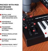 Controlador de Teclado Semipesado de 88 Teclas M-AUDIO Keystation 88 MK3, USB, Sintetizadores Virtuales Completos, DAW