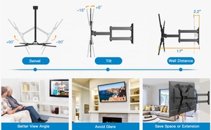 Supporto TV Girevole per Schermi da 32-55 Pollici, <span class=keywords><strong>Braccio</strong></span> TV a Parete in Acciaio Laminato a Freddo per Televisori - Product Image 5
