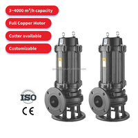 Pompe centrifuge submersible électrique verticale 1-15 CV, moteur triphasé haute pression pour eau propre, boue, sable, 2 pouces, simple sortie