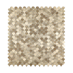 Mosaico de Aluminio Gravitacional Cepillado de Lujo, Color Dorado Metálico, Forma de Mini Concha para Decoración de Paredes - Product Image 1