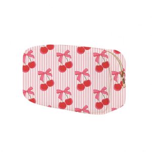 Bolsas Organizadoras de Maquillaje Ligeras y Ecológicas de Nailon con Diseño de Cereza, Bolsas de Almacenamiento de Viaje Personalizadas para Cosméticos - Product Image 1