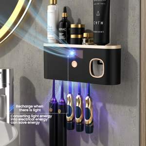 Esterilizador UV Inteligente de Cepillos de Dientes con USB para Montar en la Pared con Soporte para Vaso y Caja de Almacenamiento de Plástico para una Desinfección Conveniente - Product Image 4