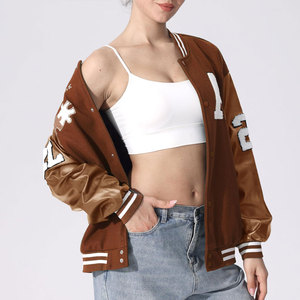 Trendy Design Fashion Apparel <b>Women</b> Canvas Varsity <b>Jacket</b> Slim Fit Casual Breathable Printed Modern Style Winter <b>Lightweight</b> - Product Image 3