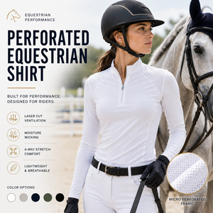 Camisa Ecuestre Personalizada para Mujer, Perforada, Manga Larga, Protección UV, Transpirable, Elástica en 4 Direcciones, con Cierre de Cremallera de 1/4 - Product Image 2