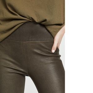 Leggings en cuir véritable PIHA SPORTS pour femmes, noirs, taille mi-haute, grande taille, effet ventre plat, coupe-vent, séchage rapide, extensibles, du S au XXL - Product Image 5