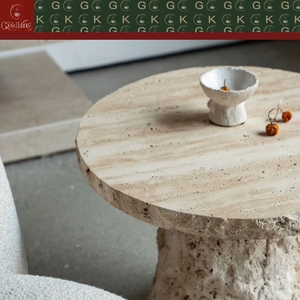 <span class=keywords><strong>โต๊ะ</strong></span>กาแฟทรงกรวยฐาน<span class=keywords><strong>หิน</strong></span>อ่อนธรรมชาติสีเบจขอบหยาบ GOLDKING สำหรับห้องนั่งเล่น รับผลิตแบบ OEM ODM สั่งทำได้โดยตรง - Product Image 5