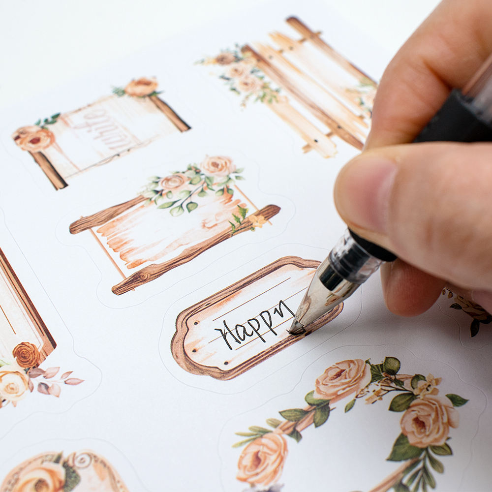 Autocollant en papier inscriptible + exemple en couleur