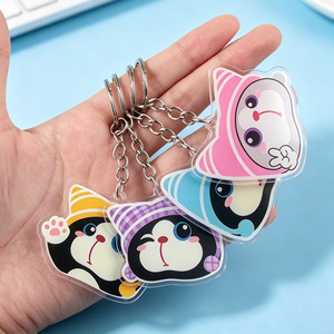 Spot Wholesale Cat Head <b>Keychain</b> Hat PVC UV Printed Scratch-Resistant Wear-Resistant Double-Sided Printing Personality Pendant - Product Image 2