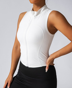 Canottiere sportive a collo alto da donna senza maniche con cerniera a secco rapido per la corsa Yoga per il Fitness - Product Image 3