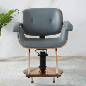 Fauteuil de Barbier Gris Foncé Pivotant en Cuir PU avec Base Métallique pour Salon de Coiffure et Studio de Beauté - Product Image 2