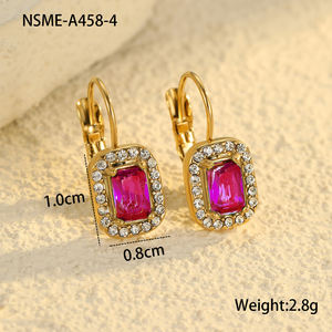 INS Offre Spéciale Style Français Boucles D'oreilles Huggies 18K Pvd Plaqué Or En Acier Inoxydable De Luxe Zircon Hoop Boucle D'oreille - Product Image 6
