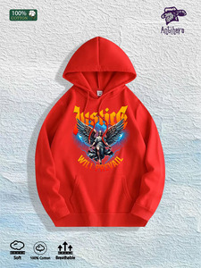 Magazzino Locale USA: Felpa con Cappuccio 100% Cotone con Grafica 'La Giustizia Prevalle', 7 Colori - Product Image 2