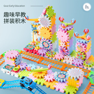 Parque de bloques de construcción multifuncional para niños con engranajes giratorios, juguete educativo de piezas grandes para niños de 2 a 4 años - Product Image 3